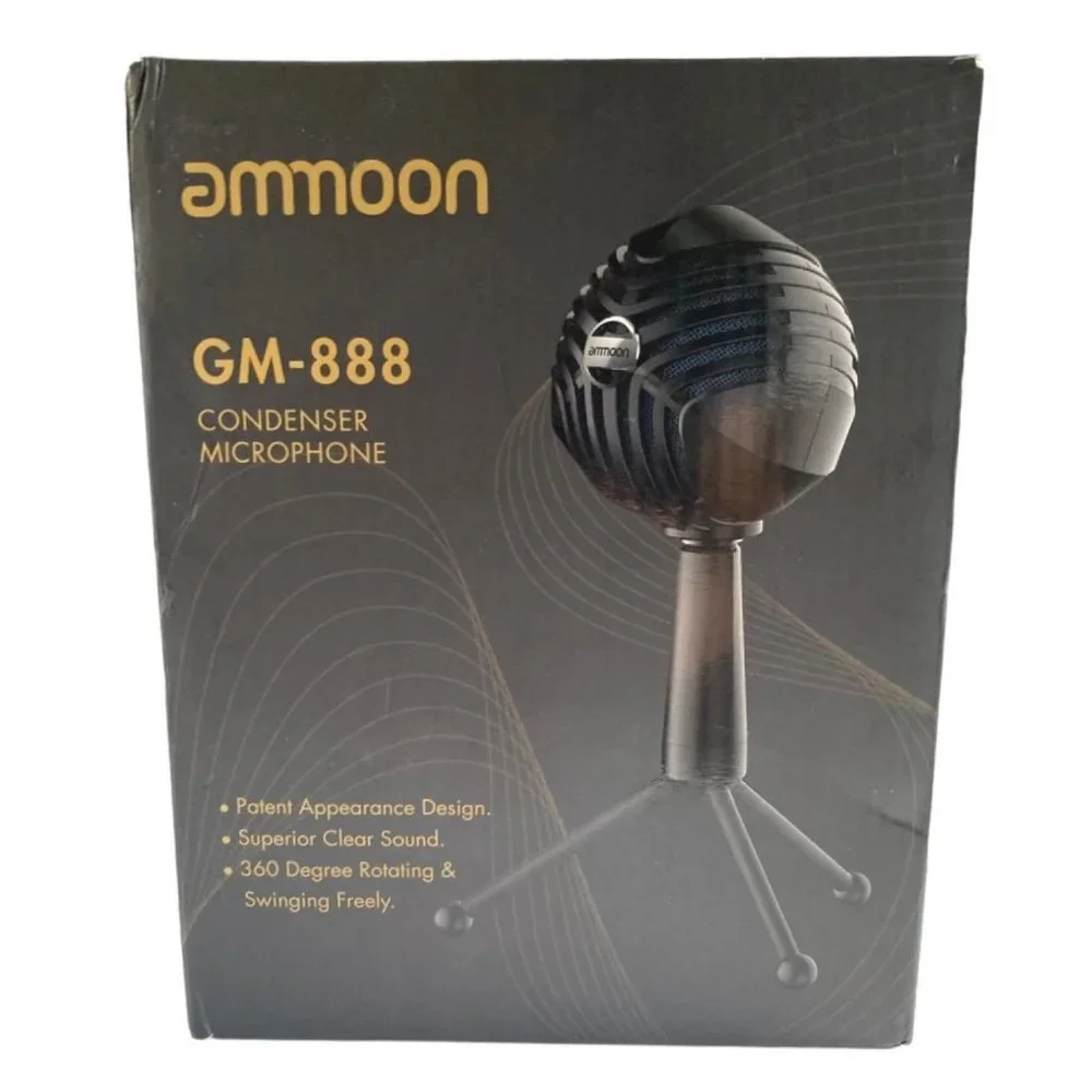 Ammoon GM-888 USB Condenser Microphone Ball-shaped Mic with mini tripod
